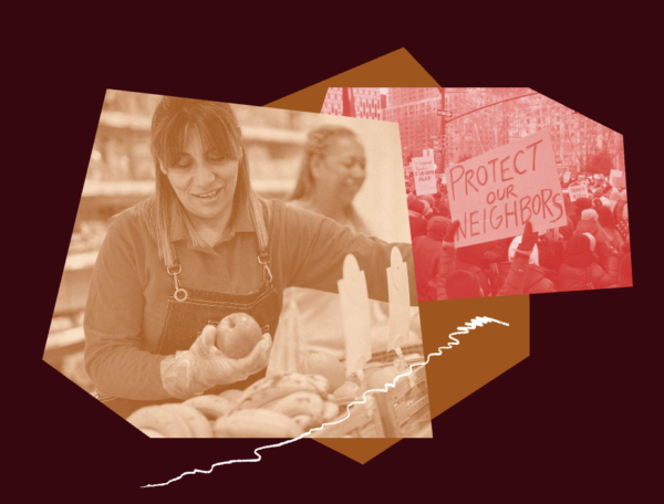 A rgaphic containing images pertaining to immigration and labor in the U.S.