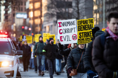 A D.C. demonstration protesting the actions of U.S. Immigrations and Customs Enforcement (ICE.)