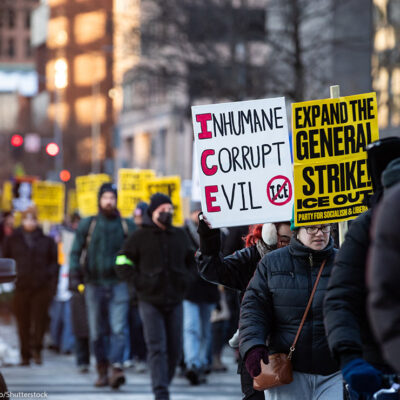 A D.C. demonstration protesting the actions of U.S. Immigrations and Customs Enforcement (ICE.)